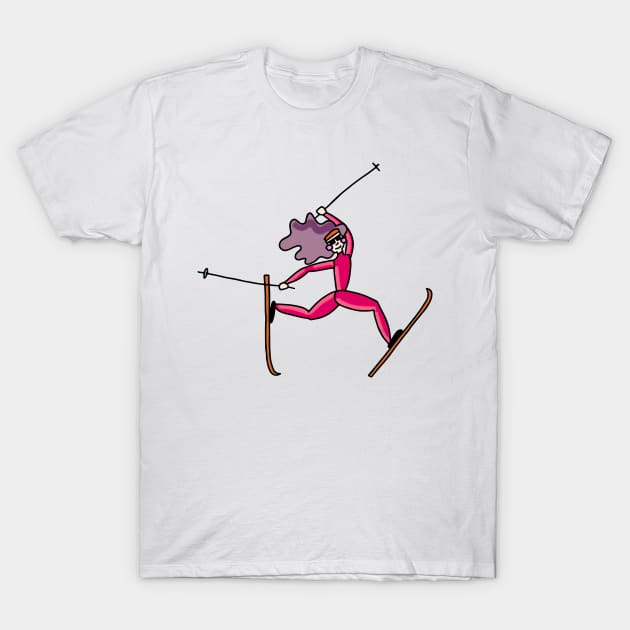 Freestyle women skiiers - winter sports - pink and purple T-Shirt by Ipoole